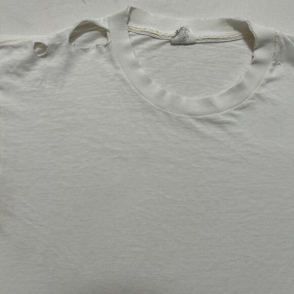 VTG 90's Blank Distressed Short Sleeve T-Shirt White M - Picture 4 of 6